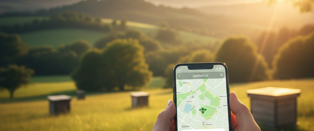 Eine weite Panorama-Ansicht von Marburg an der Lahn im warmen Sonnenlicht. Im Vordergrund blühende Wildblumen mit einer Honigbiene, im Hintergrund die Silhouette des Marburger Landgrafenschlosses und der Altstadt unter einem klaren Himmel.